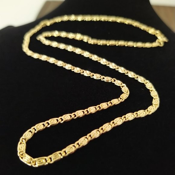14k Gold Plated Scroll Chain Necklace 3mm - Picture 3 of 3